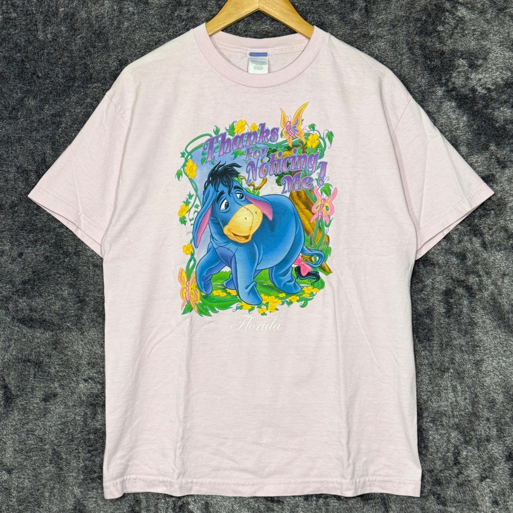 Vintage Disney Eeyore T-shirt Florida Pink Graphic Large Y2K 2000s